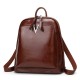 New Korean Style Waxed Genuine Leather Backpack - Fashion Minimalist Multi-Functional Women's Bag