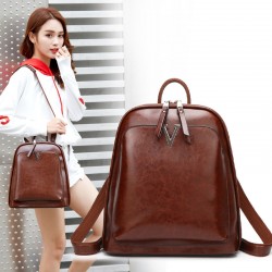 2025 New Genuine Leather Backpack for Women - Fashionable Waxed Cowhide Bag, Retro School Bag (Guangzhou Wholesale)