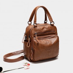 2025 New Multi-Functional Bag for Women - Convertible Top-Handle, Crossbody & Backpack, Genuine Leather Retro Handbag
