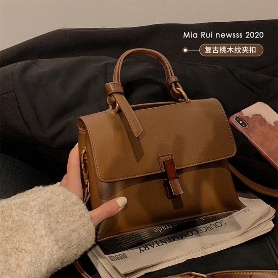 2025 New Retro Wooden Handle Tote Bag for Women - Large Capacity, Single Shoulder & Crossbody Stylish Handbag