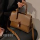 2025 New Retro Wooden Handle Tote Bag for Women - Large Capacity, Single Shoulder & Crossbody Stylish Handbag