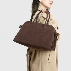 2025 Autumn Winter New Suede Leather Tote Bag for Women - Genuine Leather, Large Capacity, Versatile Work Bag, Single Shoulder & Top-Handle