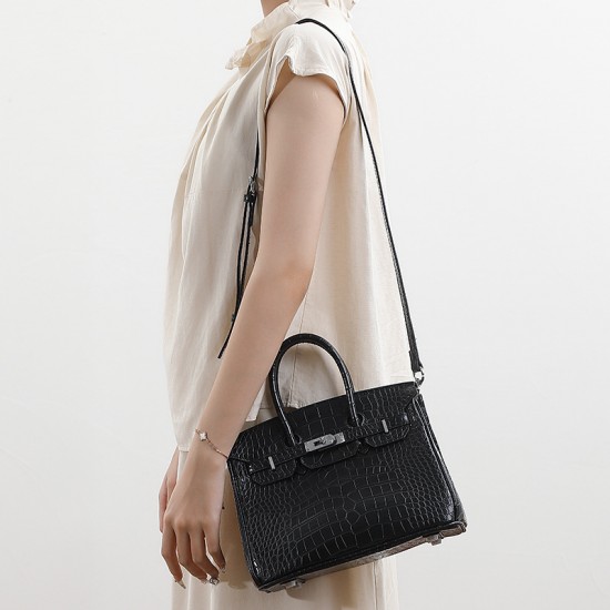 2025 New Himalayan Color Birkin Bag - Gradient Crocodile Print, Large Capacity Luxury Work Bag for Women