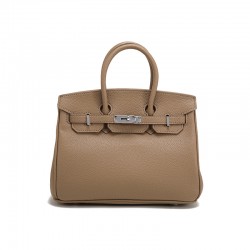 2025 New Silver Buckle Litchi Grain Birkin Bag - European Classic Soft Leather, Large Capacity Crossbody & Top-Handle