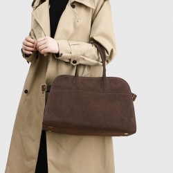 2025 Autumn Winter New Suede Leather Tote Bag for Women - Genuine Leather, Large Capacity, Versatile Work Bag, Single Shoulder & Top-Handle