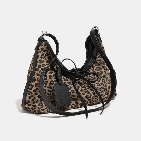 2025 Autumn Winter New Niche Leopard Print Bag - Retro High-End Large Capacity Underarm & Tote Bag for Women