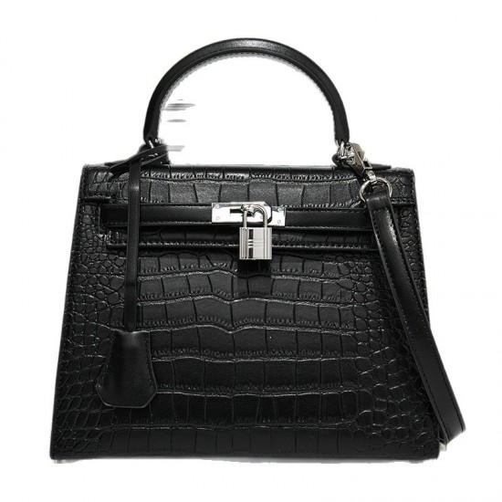 2025 New Fashion Work Top-Handle Bag - Niche Design High-End Crocodile Print Kelly Bag, Crossbody for Women