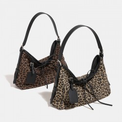 2025 Autumn Winter New Niche Leopard Print Bag - Retro High-End Large Capacity Underarm & Tote Bag for Women