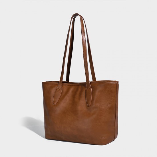 2025 New Genuine Vegetable-Tanned Leather Tote Bag - Large Capacity Work Bag, Casual Women's Crossbody