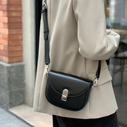 2025 Autumn Winter New Soft Leather Crossbody Bag - Fashion Versatile Wide-Strap Half-Moon Saddle Bag