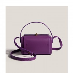 2025 Winter New Women's Bag - Acai Purple Boston Box Bag with Lock, Top-Handle & Crossbody