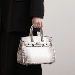 2025 New Himalayan Color Birkin Bag - Gradient Crocodile Print, Large Capacity Luxury Work Bag for Women