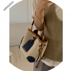 2025 New Color Block Bucket Bag - Niche High-End Unique Design, Women's Top-Handle & Crossbody Bag