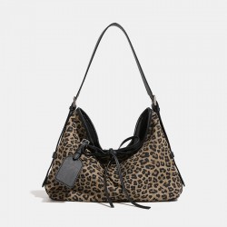 2025 Autumn Winter New Niche Leopard Print Bag - Retro High-End Large Capacity Underarm & Tote Bag for Women