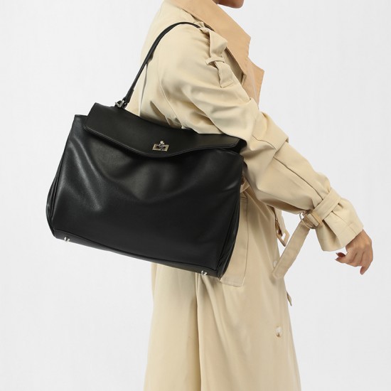 2025 New Niche Luxury Kelly Tote Bag - Large Capacity Smooth Leather Top-Handle & Underarm Bag with Lock
