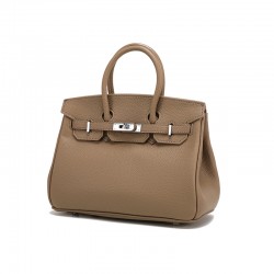 2025 New Silver Buckle Litchi Grain Birkin Bag - European Classic Soft Leather, Large Capacity Crossbody & Top-Handle