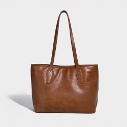 2025 New Genuine Vegetable-Tanned Leather Tote Bag - Large Capacity Work Bag, Casual Women's Crossbody