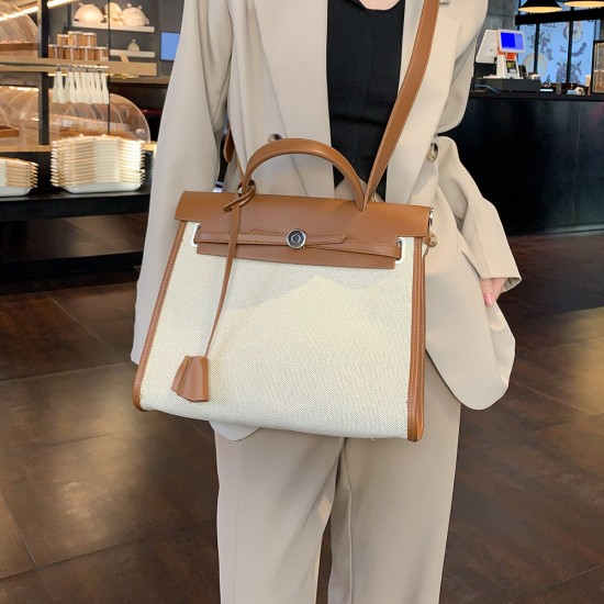 2025 New Premium Canvas Kelly Bag - Large Capacity Women's Handbag, Crossbody & Top-Handle Work Tote