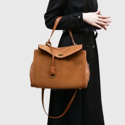 Autumn Winter New Retro Suede Bag for Women - Fashion Versatile Color Block Crossbody, Large Capacity Work Tote
