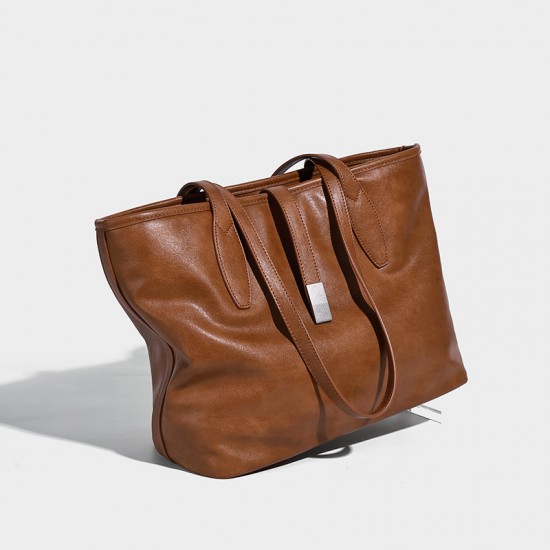 2025 New Genuine Vegetable-Tanned Leather Tote Bag - Large Capacity Work Bag, Casual Women's Crossbody