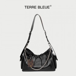 Large Capacity Crossbody Bag - Soft Leather Casual Luxury Women's Bag, Trendy "Black Warrior" Tote