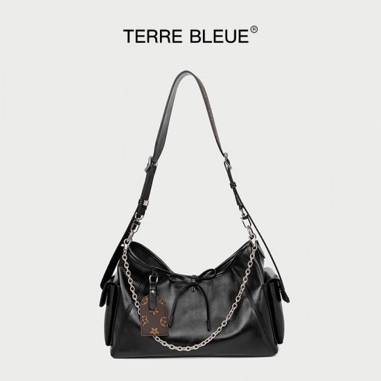 Large Capacity Crossbody Bag - Soft Leather Casual Luxury Women's Bag, Trendy "Black Warrior" Tote