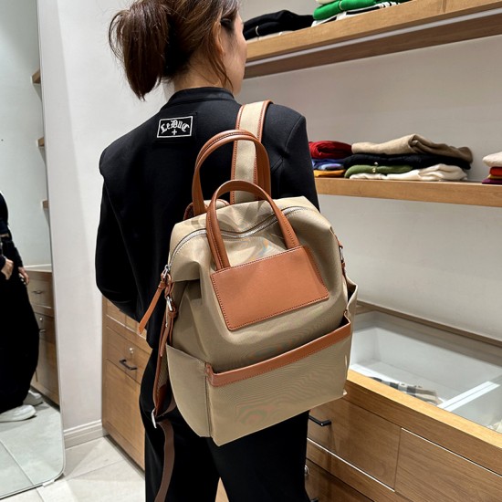 Niche High-End Commuter Backpack - Fashion Versatile Lightweight Large Capacity Nylon Oxford Canvas Top-Handle Bag