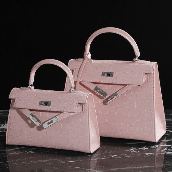 2025 New Fashion Work Top-Handle Bag - Niche Design High-End Crocodile Print Kelly Bag, Crossbody for Women