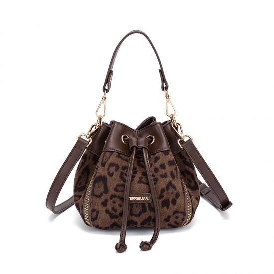 2025 New Minimalist Trendy Bag - Retro Leopard Print Bucket Bag, Drawstring Crossbody & Top-Handle Bag