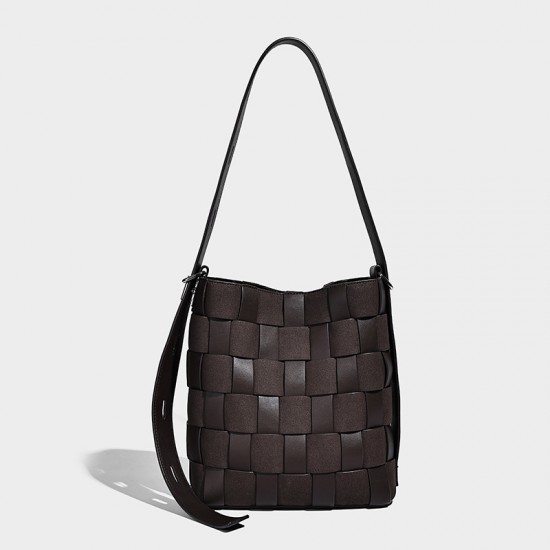 New Retro Woven Bag - Niche High-End Large Capacity Commuter Bucket Bag, Underarm & Crossbody