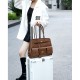 Rodeo Large Capacity Commuter Shoulder Bag - Punk Lock Wing Design Genuine Leather Shopping Tote