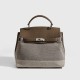 2025 High-End Birkin Bag - Retro Canvas & Leather Patchwork, Large Capacity Commuter Crossbody & Top-Handle