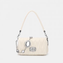 2025 New Pleated Women's Bag - Niche Design Crystal Chain Mini Shoulder Bag, Underarm Crossbody