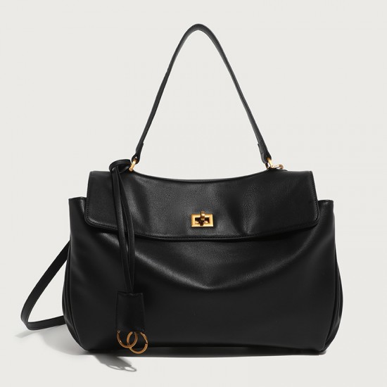 2025 New Niche Luxury Kelly Tote Bag - Large Capacity Smooth Leather Top-Handle & Underarm Bag with Lock