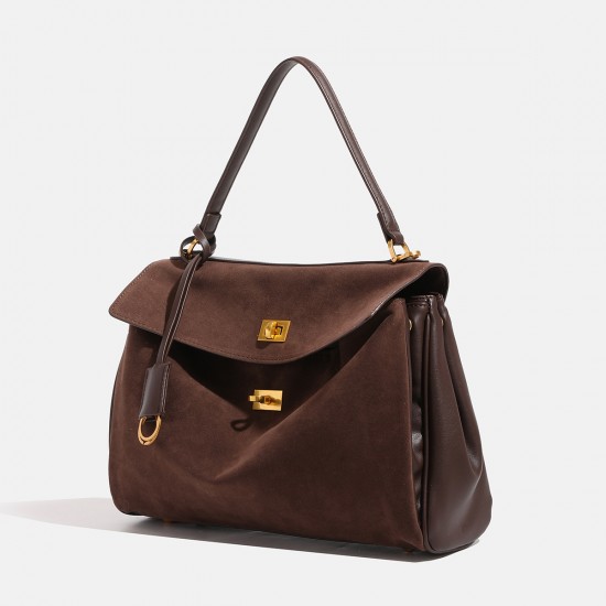 2025 Spring Summer New Niche Suede Kelly Bag - Large Capacity Women's Tote, Top-Handle & Crossbody