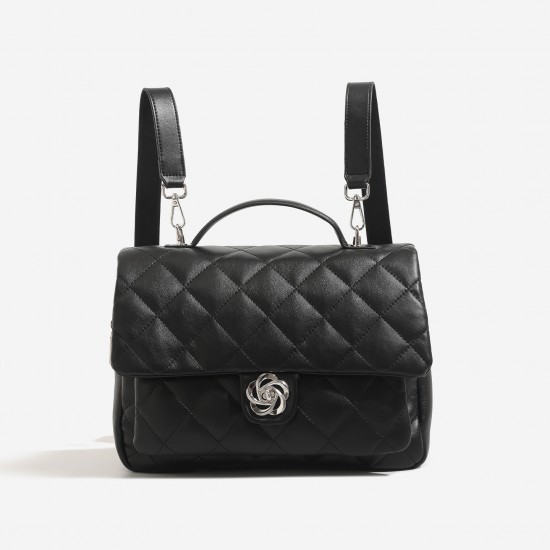 2025 New Chanel-Style Quilted Backpack for Women - Fashionable, Large Capacity, Convertible Top-Handle Briefcase