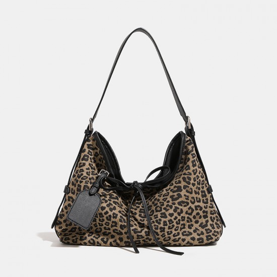 2025 Autumn Winter New Niche Leopard Print Bag - Retro High-End Large Capacity Underarm & Tote Bag for Women