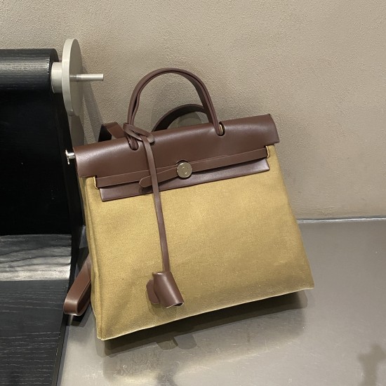 2025 New Niche Luxury Waterproof Canvas Kelly Bag - Button Patchwork Flip-Top Crossbody & Top-Handle Bag