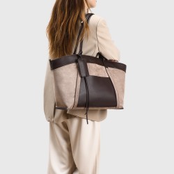 2025 Autumn Winter New Color Block Fleece Tote Bag - European Retro Fashion Top-Handle & Underarm Bag