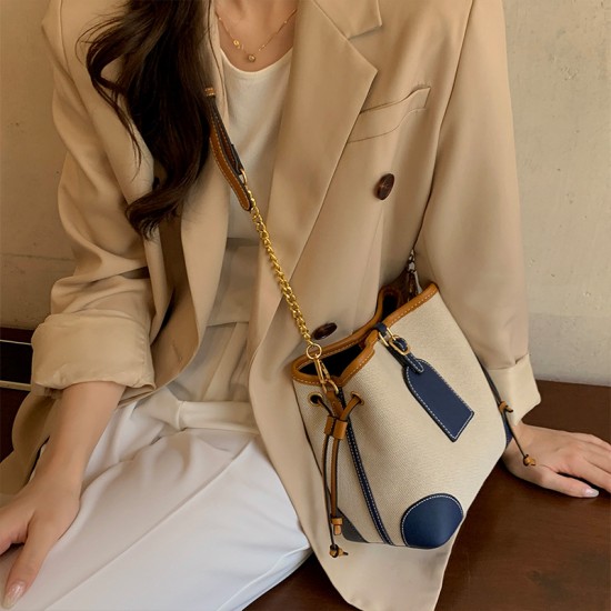 2025 New Color Block Bucket Bag - Niche High-End Unique Design, Women's Top-Handle & Crossbody Bag