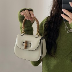 2025 Winter New Bamboo Handle Bag for Women - High-End Texture, Niche Design, Luxury Top-Handle & Crossbody Saddle Bag