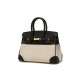 2025 Autumn New Women's Bag - European Niche Design Leather & Canvas Color Block Birkin Bag