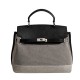 2025 High-End Birkin Bag - Retro Canvas & Leather Patchwork, Large Capacity Commuter Crossbody & Top-Handle