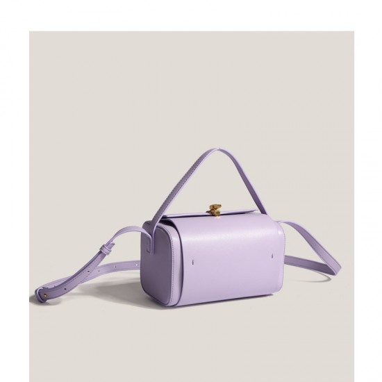 2025 Winter New Women's Bag - Acai Purple Boston Box Bag with Lock, Top-Handle & Crossbody
